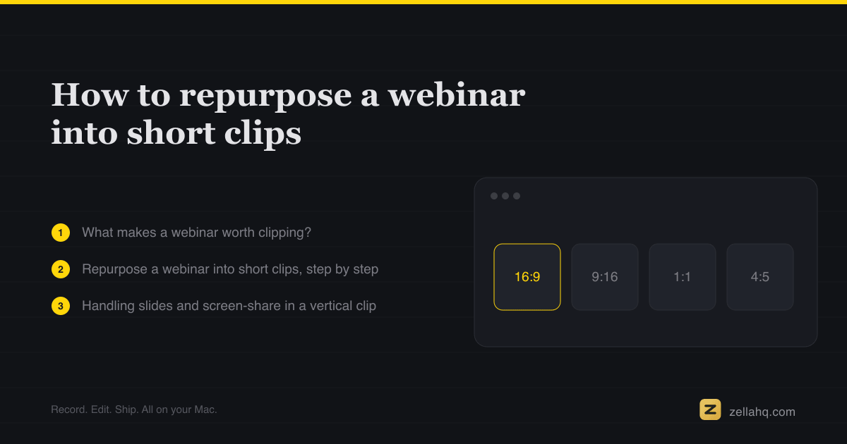 How to repurpose a webinar into short clips, step by step