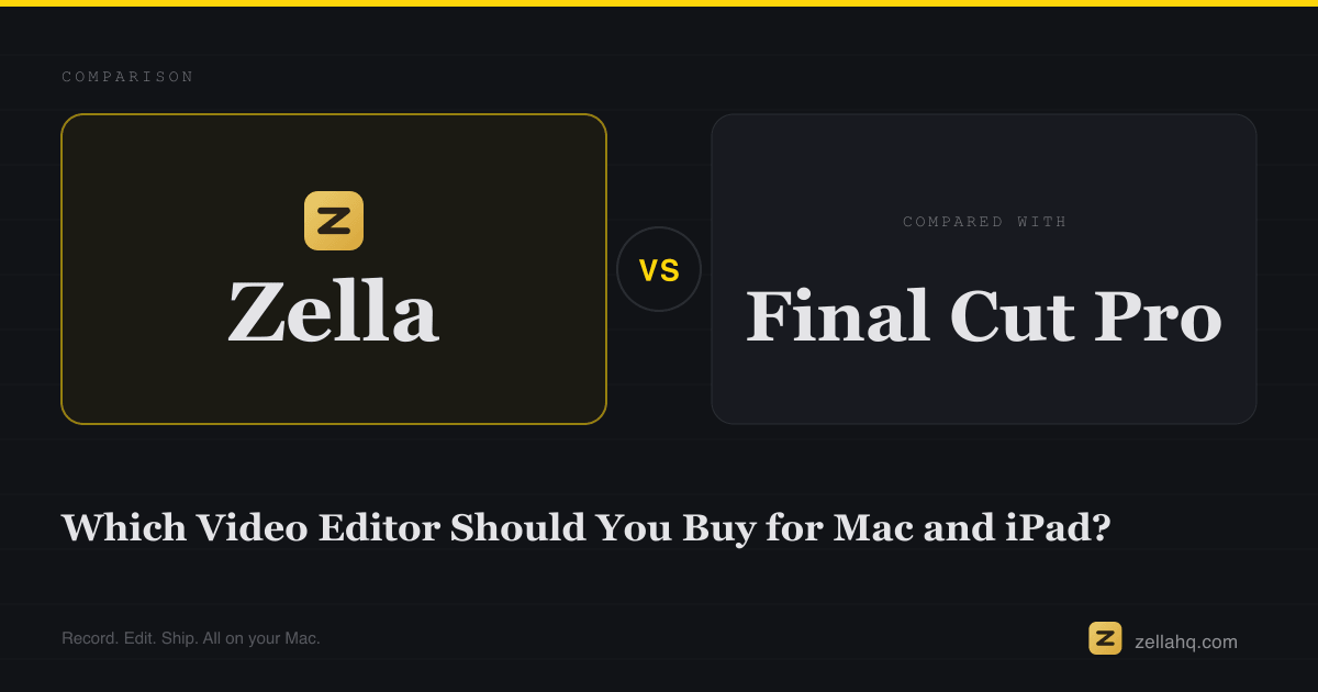 Zella vs Final Cut Pro: Which Mac Editor to Buy?