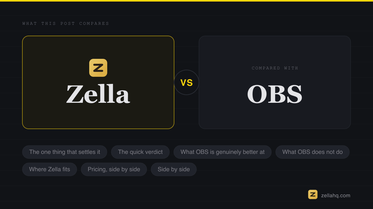Zella vs OBS Studio: Which Mac Screen Recorder?